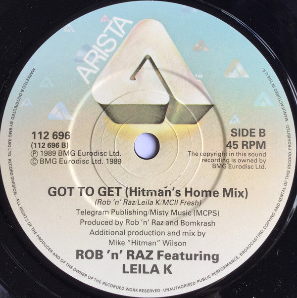 Rob 'N' Raz - Got To Get - Used Vinyl Record 7" image 4