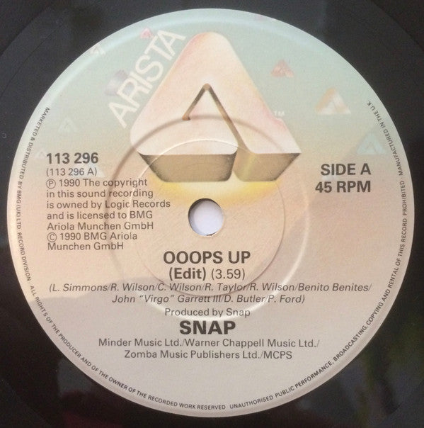 Snap! - Ooops Up - Used Vinyl Record 7" image 3