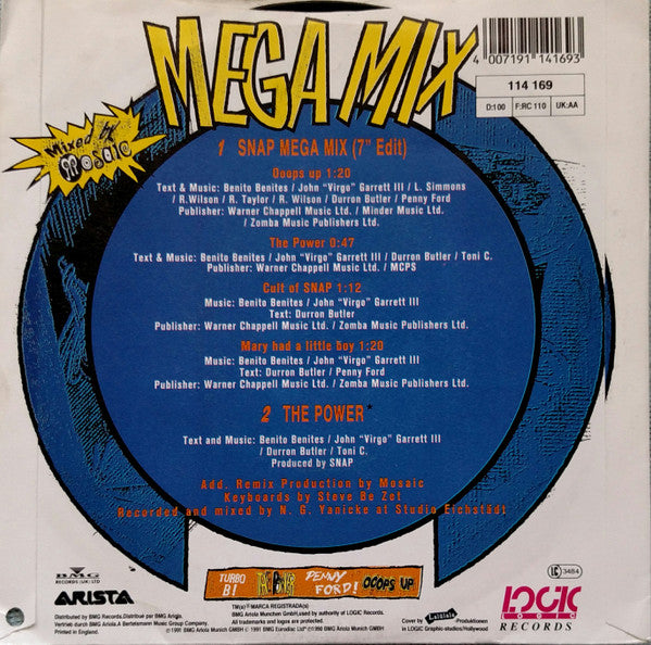 Snap! - Mega Mix - Used Vinyl Record 7" image 2