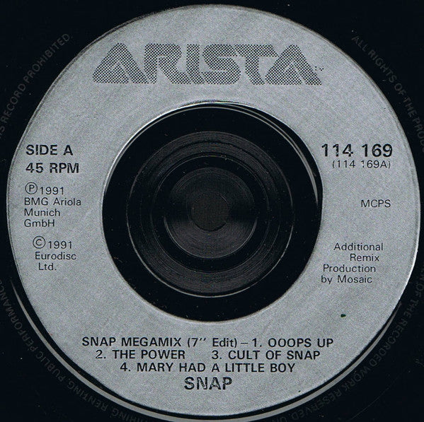 Snap! - Mega Mix - Used Vinyl Record 7" image 3