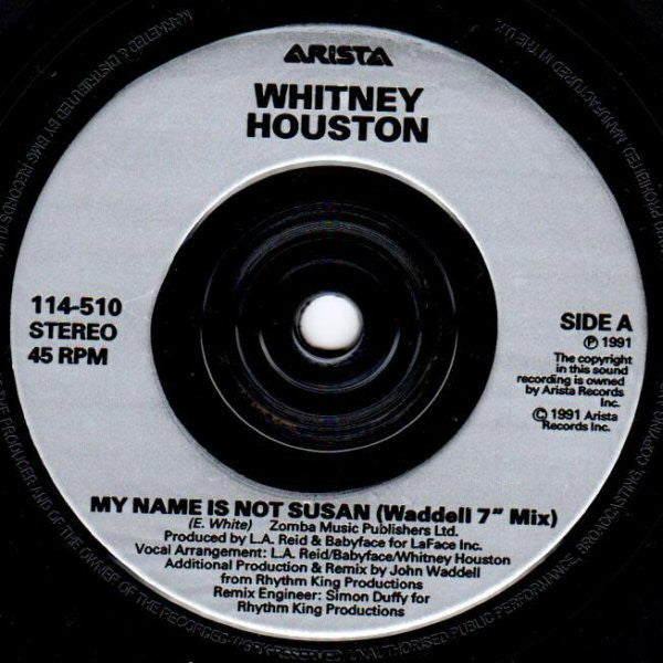 Whitney Houston - My Name Is Not Susan - Used Vinyl Record 7" image 3