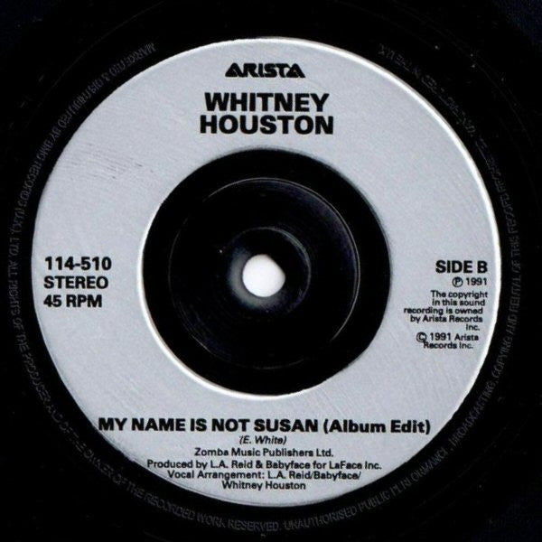 Whitney Houston - My Name Is Not Susan - Used Vinyl Record 7" image 4