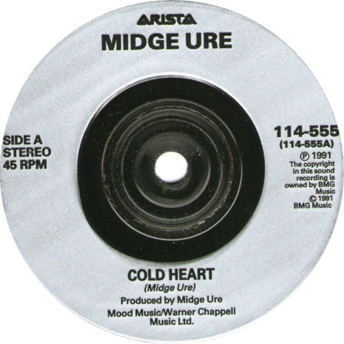 Midge Ure - Cold, Cold Heart - Used Vinyl Record 7" image 3