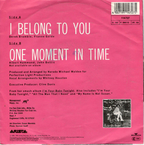 Whitney Houston - I Belong To You - Used Vinyl Record 7" image 2