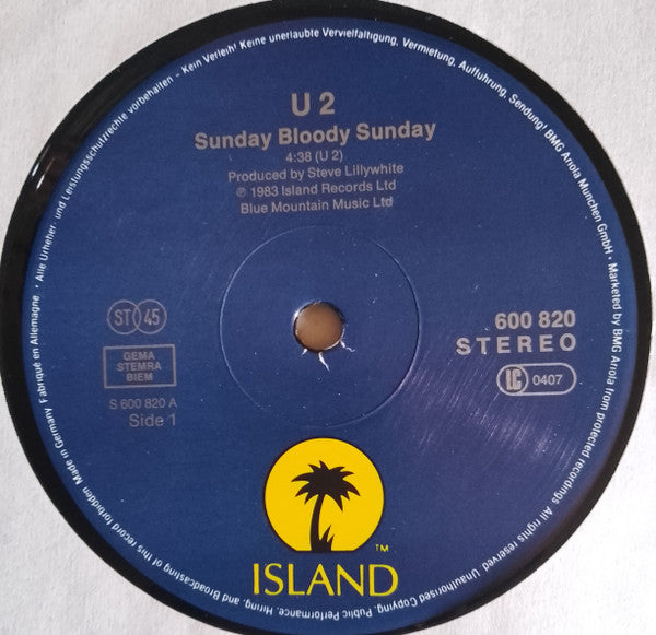 U2 - Sunday Bloody Sunday + Special U.S. Remixes - Used Vinyl Record 12 image 3