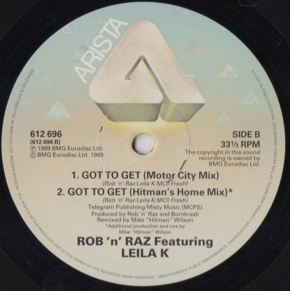 Rob 'N' Raz - Got To Get - Used Vinyl Record 12" image 4