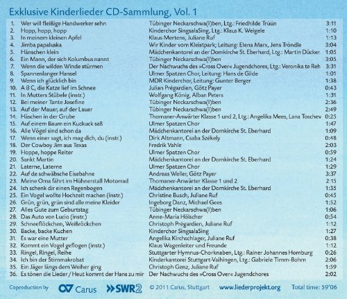 PREGARDIEN/DANZ/KIND - CHILDRENS SONGS VOL. 1 - EXCL - CD image 2