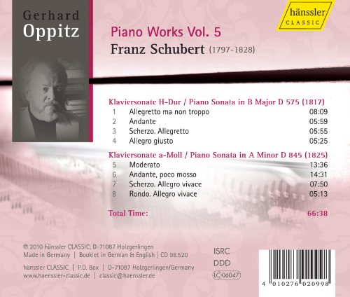 GERHARD OPPITZ - SCHUBERT: PIANO WORKS, VOL. 5 - CD image 2