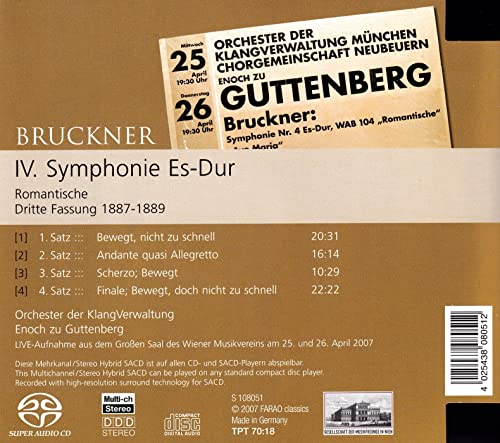GUTTENBERG:KLANGVERW - BRUCKNER: 4.SINFONIE - CD image 2