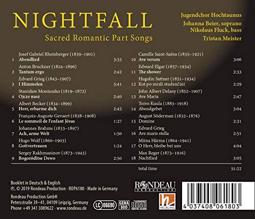 Nikolaus Fluck - Nightfall: Sacred Romantic Part Songs - CD image 2