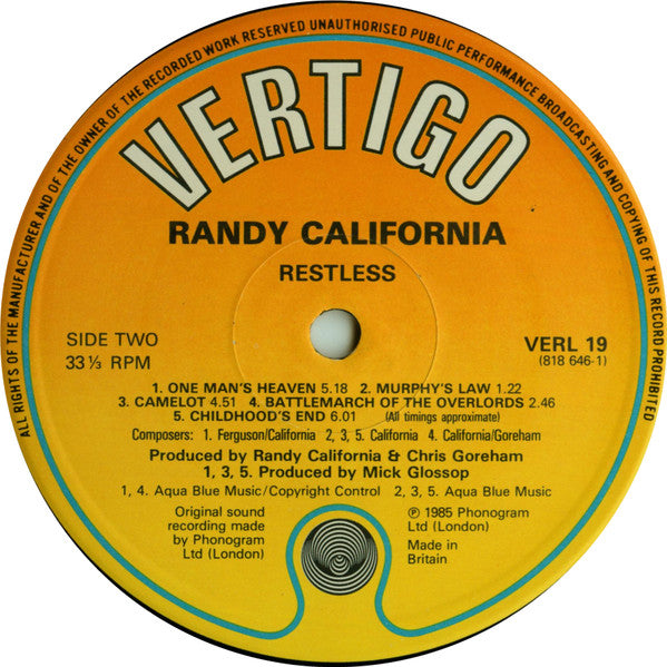 Randy California - Restless - Used Vinyl Record image 4
