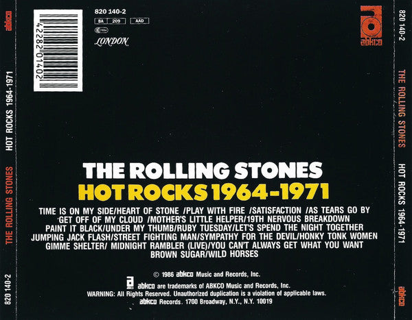 Rolling Stones - Hot Rocks 1964-1971 - Used CD image 3