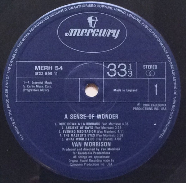 Van Morrison - A Sense Of Wonder - Used Vinyl Record image 3