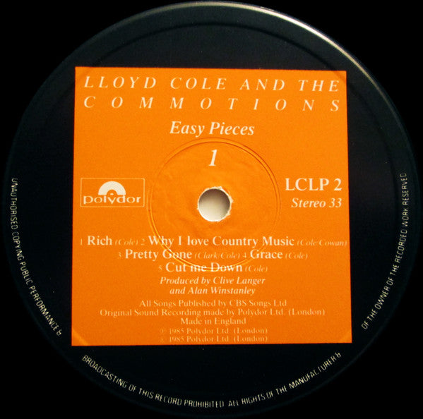 Lloyd Cole & The Com - Easy Pieces - Used Vinyl Record image 3