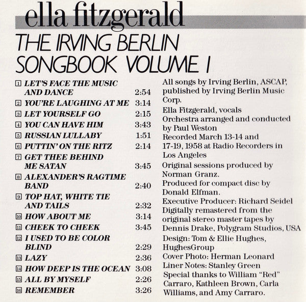 Ella Fitzgerald - Irving Berlin Songbook Volume 1 - Used CD image 9