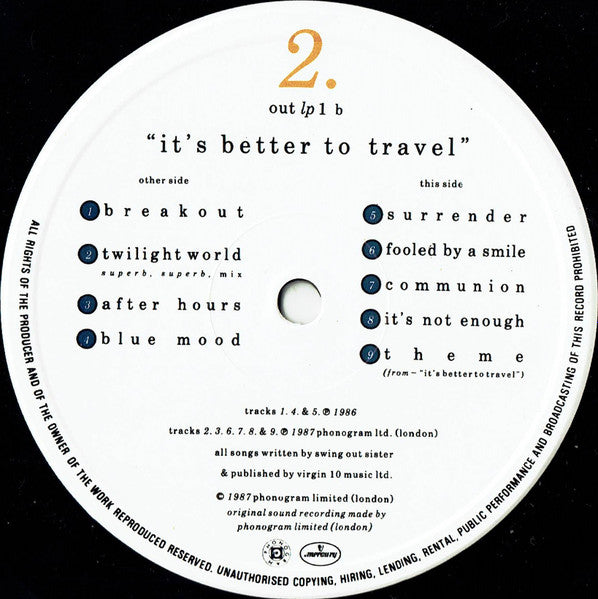 Swing Out Sister - It's Better To Travel - Used Vinyl Record image 4