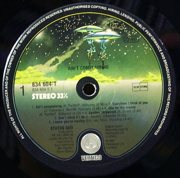 Status Quo - Ain't Complaining - Used Vinyl Record image 3