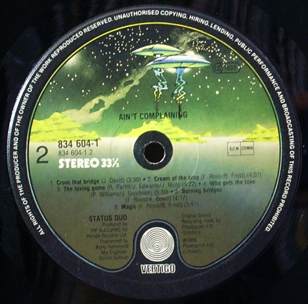 Status Quo - Ain't Complaining - Used Vinyl Record image 4