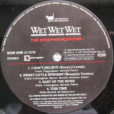 Wet Wet Wet - Memphis Sessions - Used Vinyl Record image 3