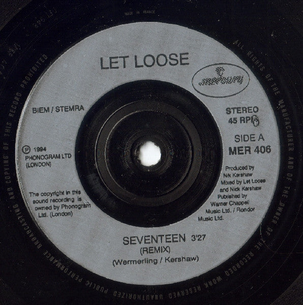 Let Loose - Seventeen - Used Vinyl Record 7" image 4