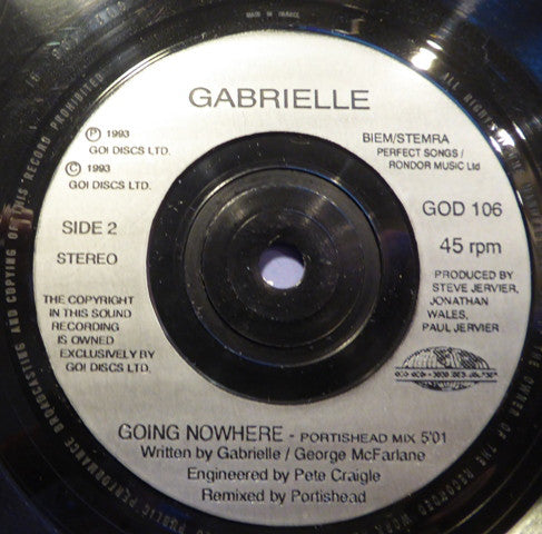 Gabrielle - Going Nowhere - Used Vinyl Record 7" image 4