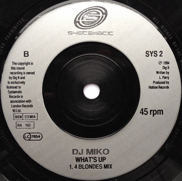 DJ Miko - What's Up - Used Vinyl Record 7" image 4