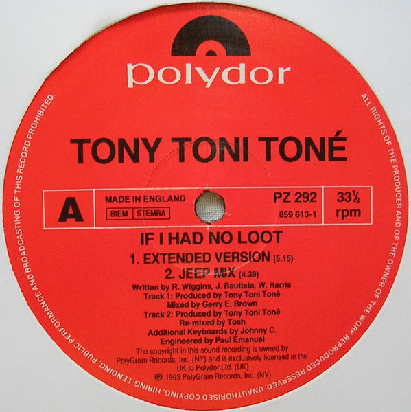 Tony! Toni! Tone! - If I Had No Loot - Used Vinyl Record 12" image 3