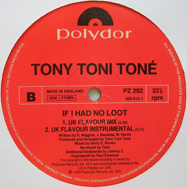 Tony! Toni! Tone! - If I Had No Loot - Used Vinyl Record 12" image 4