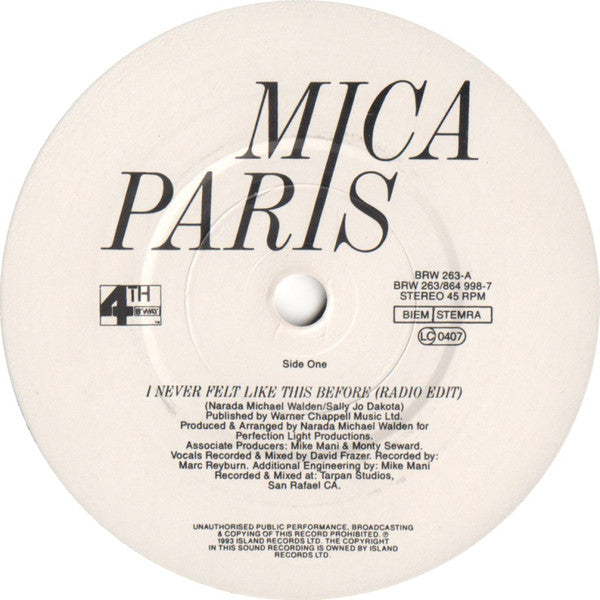 Mica Paris - I Never Felt Like This Before - Used Vinyl Record 7" image 7