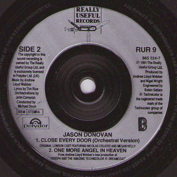 Jason Donovan - Joseph Mega-Remix - Used Vinyl Record 7" image 8