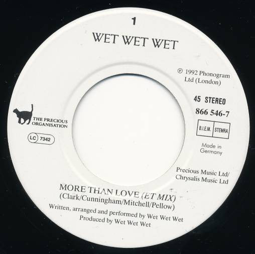 Wet Wet Wet - More Than Love - Used Vinyl Record 7" image 3