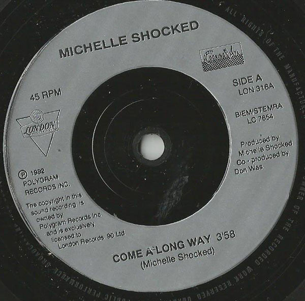 Michelle Shocked - Come A Long Way - Used Vinyl Record 7" image 3