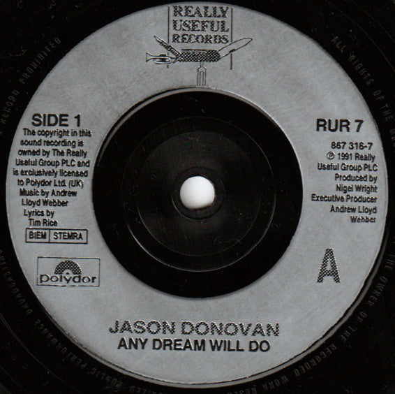 Jason Donovan - Any Dream Will Do - Used Vinyl Record 7" image 3