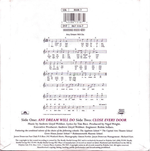 Jason Donovan - Any Dream Will Do - Used Vinyl Record 7" image 7