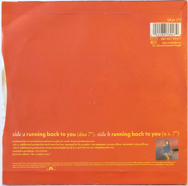 Vanessa Williams - Running Back To You - Used Vinyl Record 7" image 2