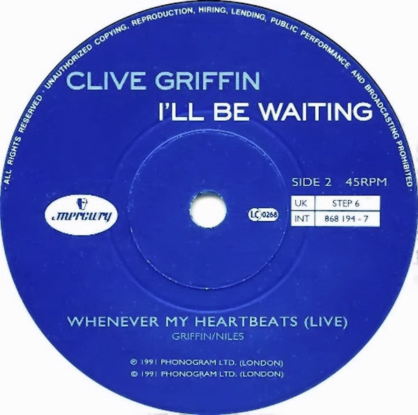 Clive Griffin - I'll Be Waiting - Used Vinyl Record 7" image 4