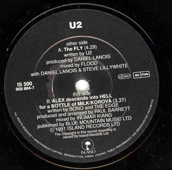 U2 - Fly - Used Vinyl Record 7" image 3