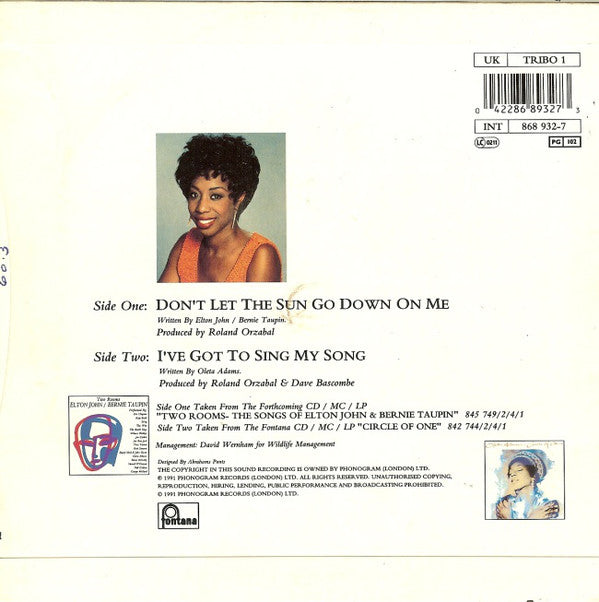 Oleta Adams - Don't Let The Sun Go Down On Me - Used Vinyl Record 7" image 2