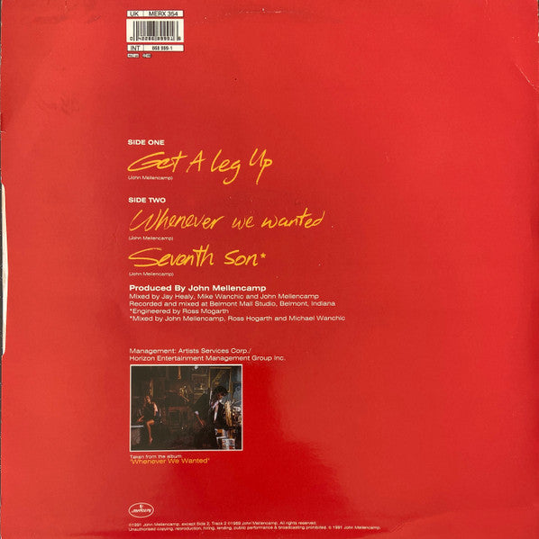 John Cougar Mellenca - Get A Leg Up - Used Vinyl Record 12" image 2