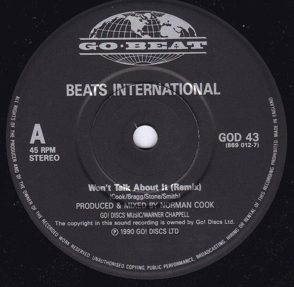 Beats International - Won't Talk About It - Used Vinyl Record 7" image 3