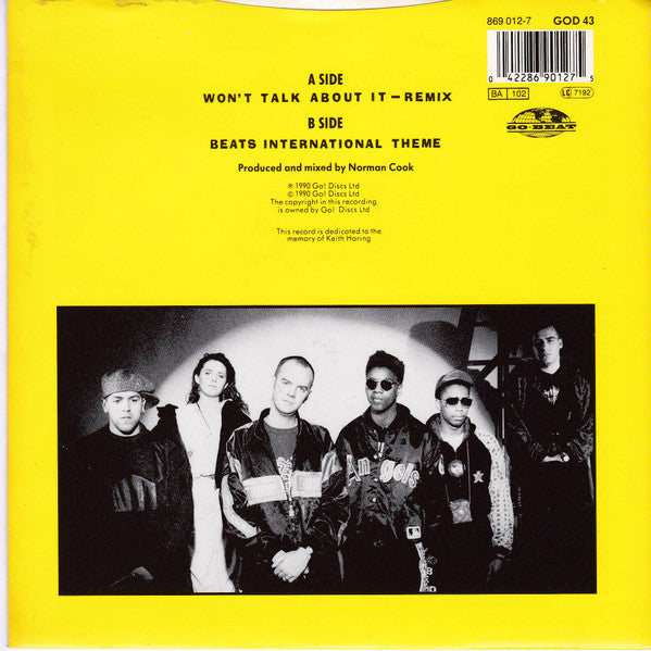 Beats International - Won't Talk About It - Used Vinyl Record 7" image 5