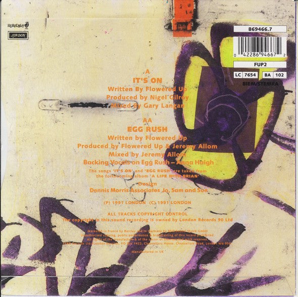 Flowered Up - It's On - Egg Rush - Used Vinyl Record 7" image 2