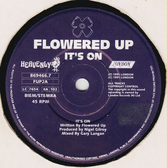 Flowered Up - It's On - Egg Rush - Used Vinyl Record 7" image 3