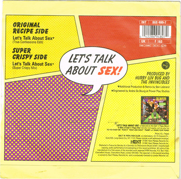 Salt 'N' Pepa - Let's Talk About Sex - Used Vinyl Record 7" image 2