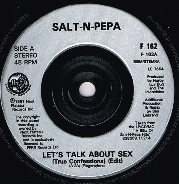 Salt 'N' Pepa - Let's Talk About Sex - Used Vinyl Record 7" image 3