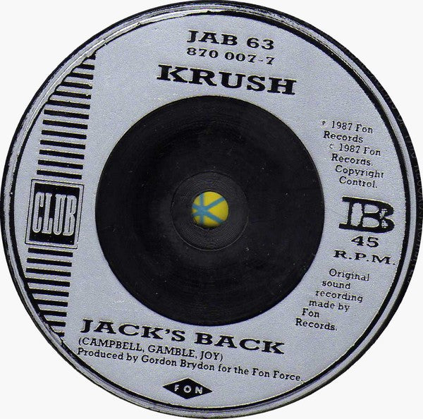 Krush - House Arrest / Jack's Back - Used Vinyl Record 7" image 4