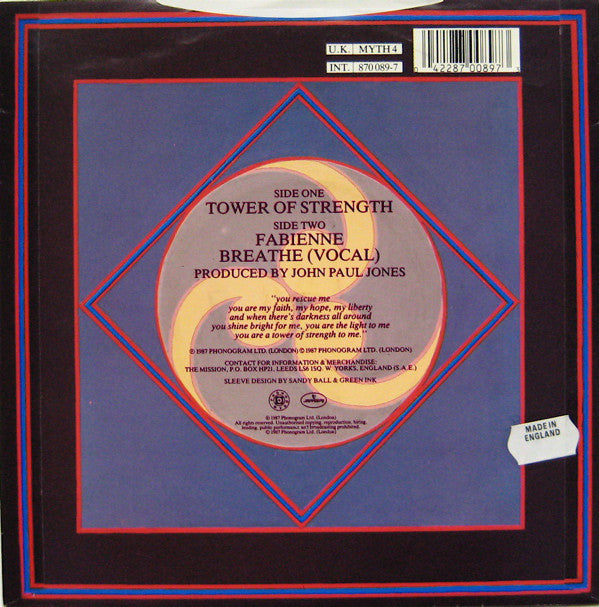 Mission - Tower Of Strength - Used Vinyl Record 7" image 2