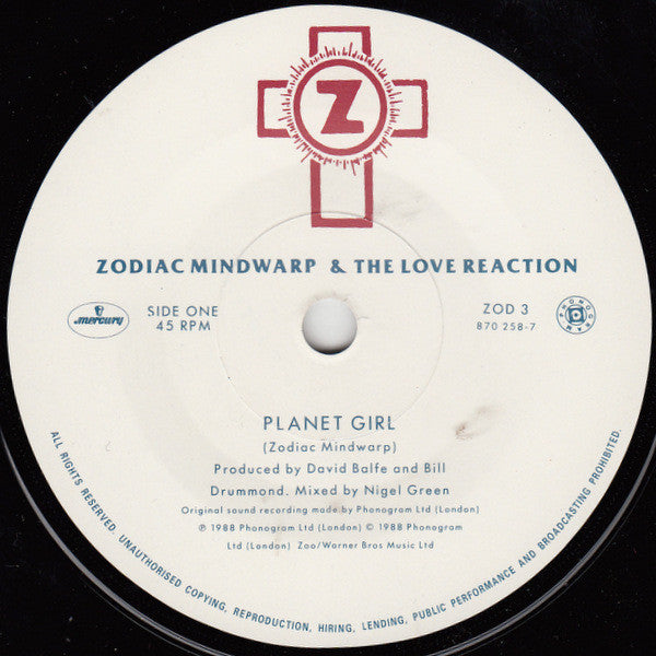 Zodiac Mindwarp And - Planet Girl - Used Vinyl Record 7" image 7