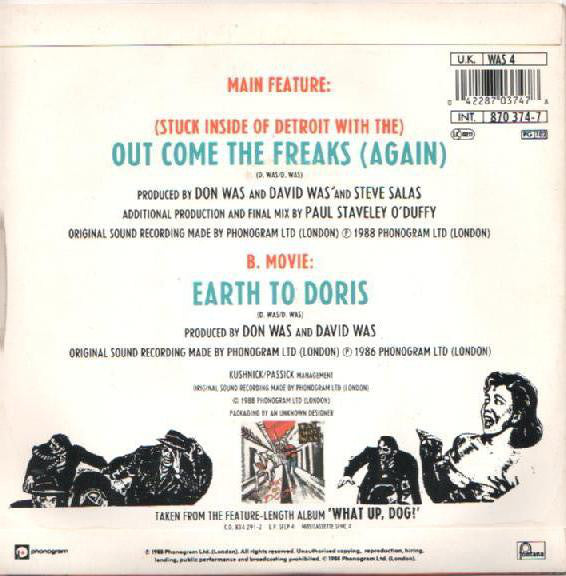 Was - Out Come The Freaks (Again) - Used Vinyl Record 7" image 2