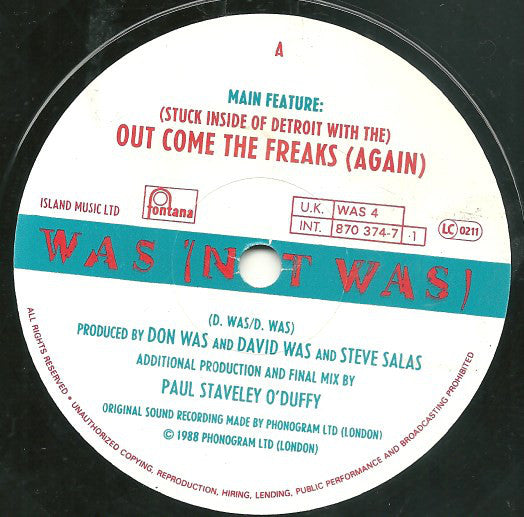 Was - Out Come The Freaks (Again) - Used Vinyl Record 7" image 7